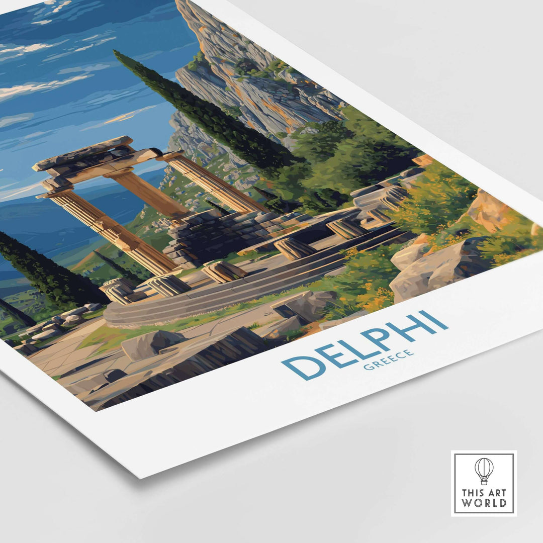Delphi Greece Temple of Athena Art Print | Ancient Ruins Travel Poster featuring iconic ruins and timeless landscape.