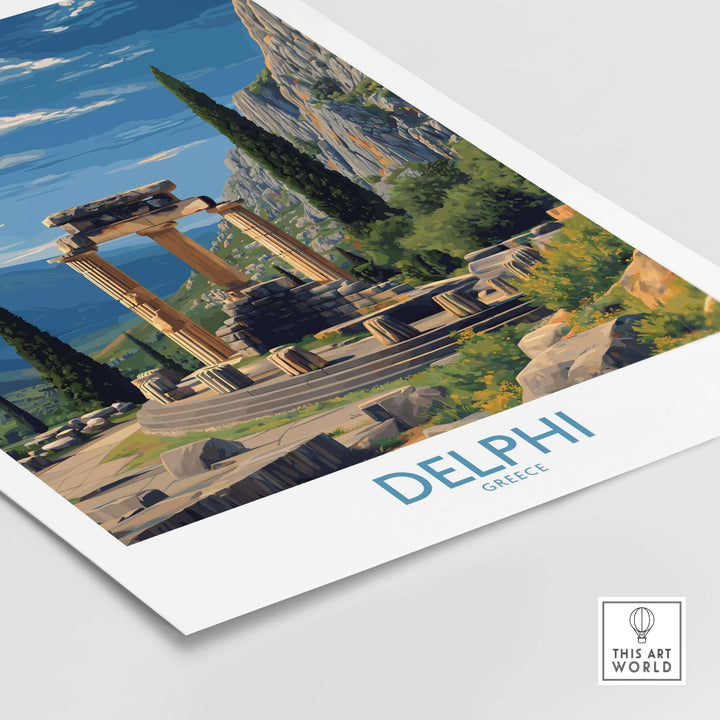 Delphi Greece Temple of Athena Art Print | Ancient Ruins Travel Poster featuring iconic ruins and timeless landscape.