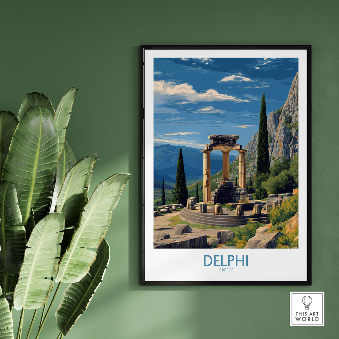 Delphi Greece Temple of Athena Art Print | Ancient Ruins Travel Poster showcasing iconic ancient ruins