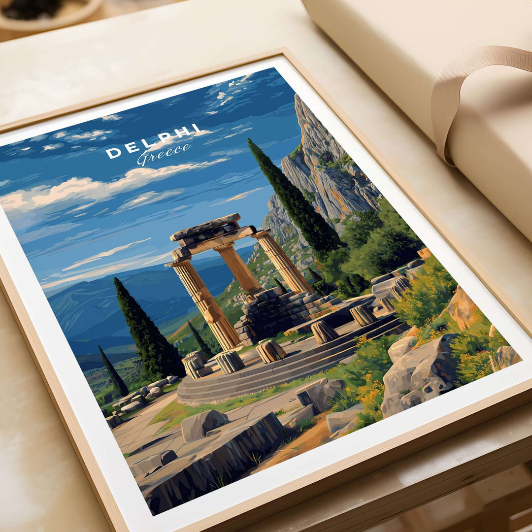 Delphi Print | Historic Greek Wall Decor featuring ancient ruins and scenic landscape of Delphi, Greece.