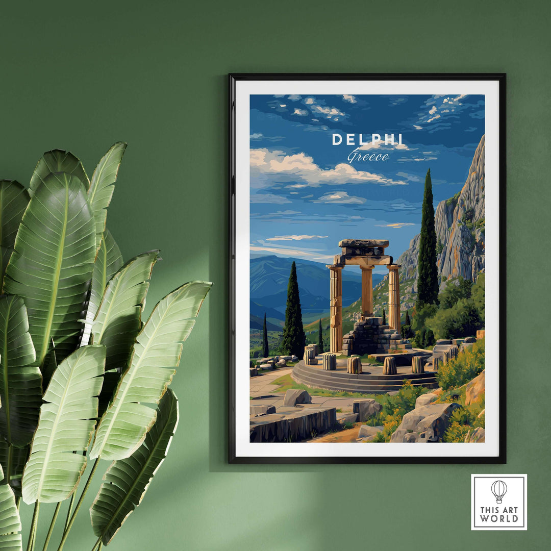 Delphi Print | Historic Greek Wall Decor featuring the iconic ruins of Delphi in vibrant colors.