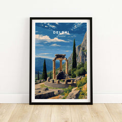 Delphi Print | Historic Greek Wall Decor featuring Delphi ruins and landscape in vibrant colors.