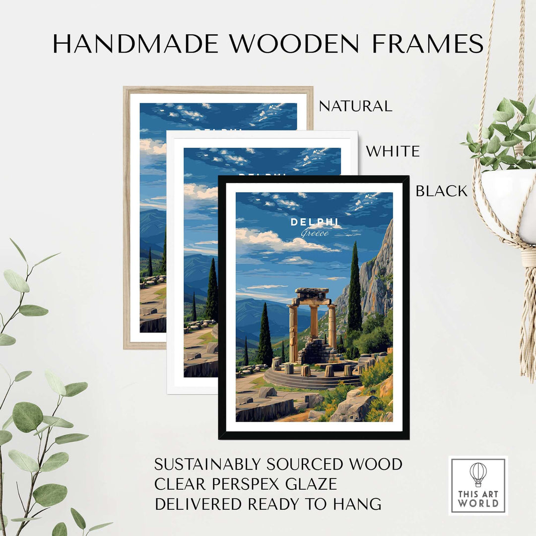 Delphi Print | Historic Greek Wall Decor framed in handmade wooden frames in natural, white, and black options.