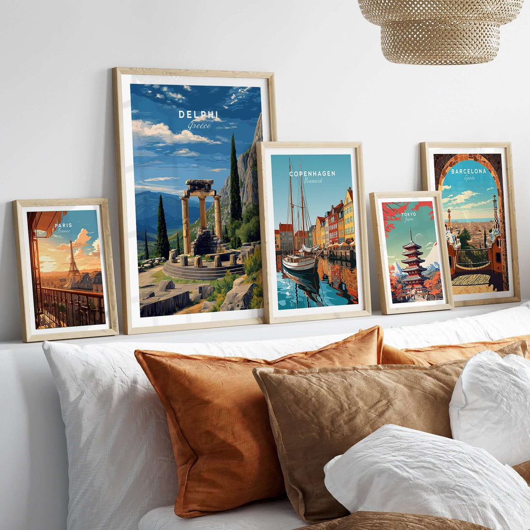 Delphi Print | Historic Greek Wall Decor featuring scenic artwork of Delphi ruins and other global landmarks.