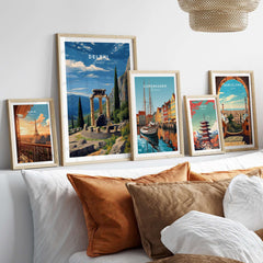 Delphi Print | Historic Greek Wall Decor featuring framed artwork on a stylish interior wall.