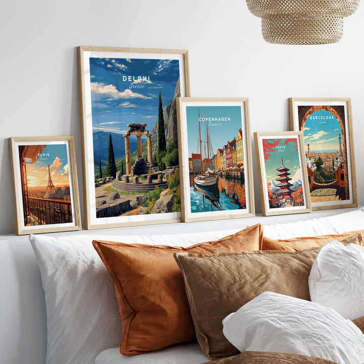 Delphi Print | Historic Greek Wall Decor featuring scenic artwork of Delphi ruins and other global landmarks.