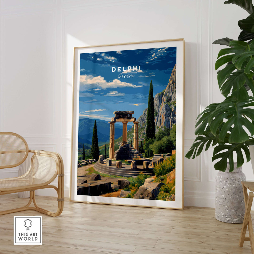 Delphi Print | Historic Greek Wall Decor showcasing the iconic ruins of Delphi in a stylish interior setting.