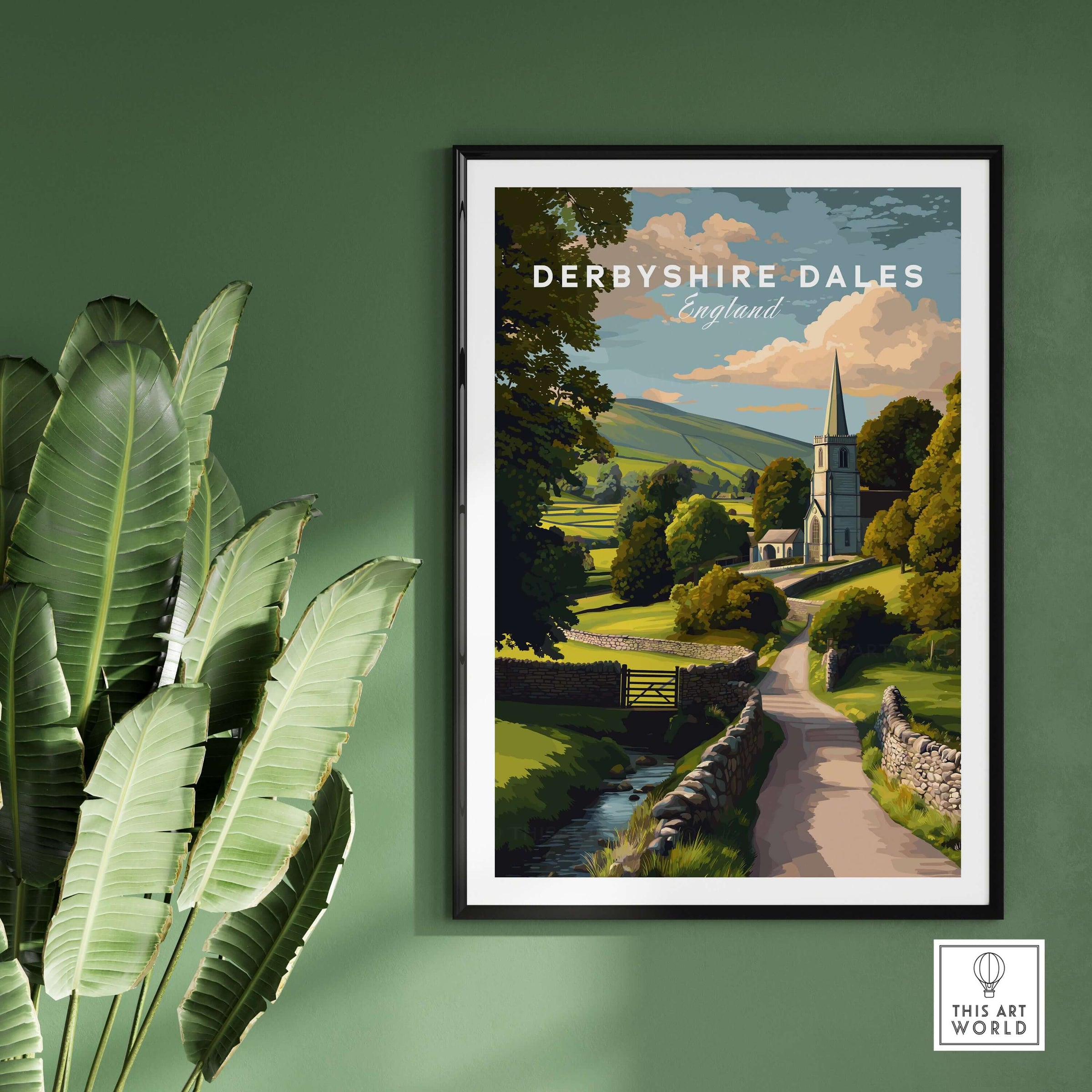 Derbyshire Dales Art Print -  English Village Print - Rural Church Art - Peak District Scenery Wall Art