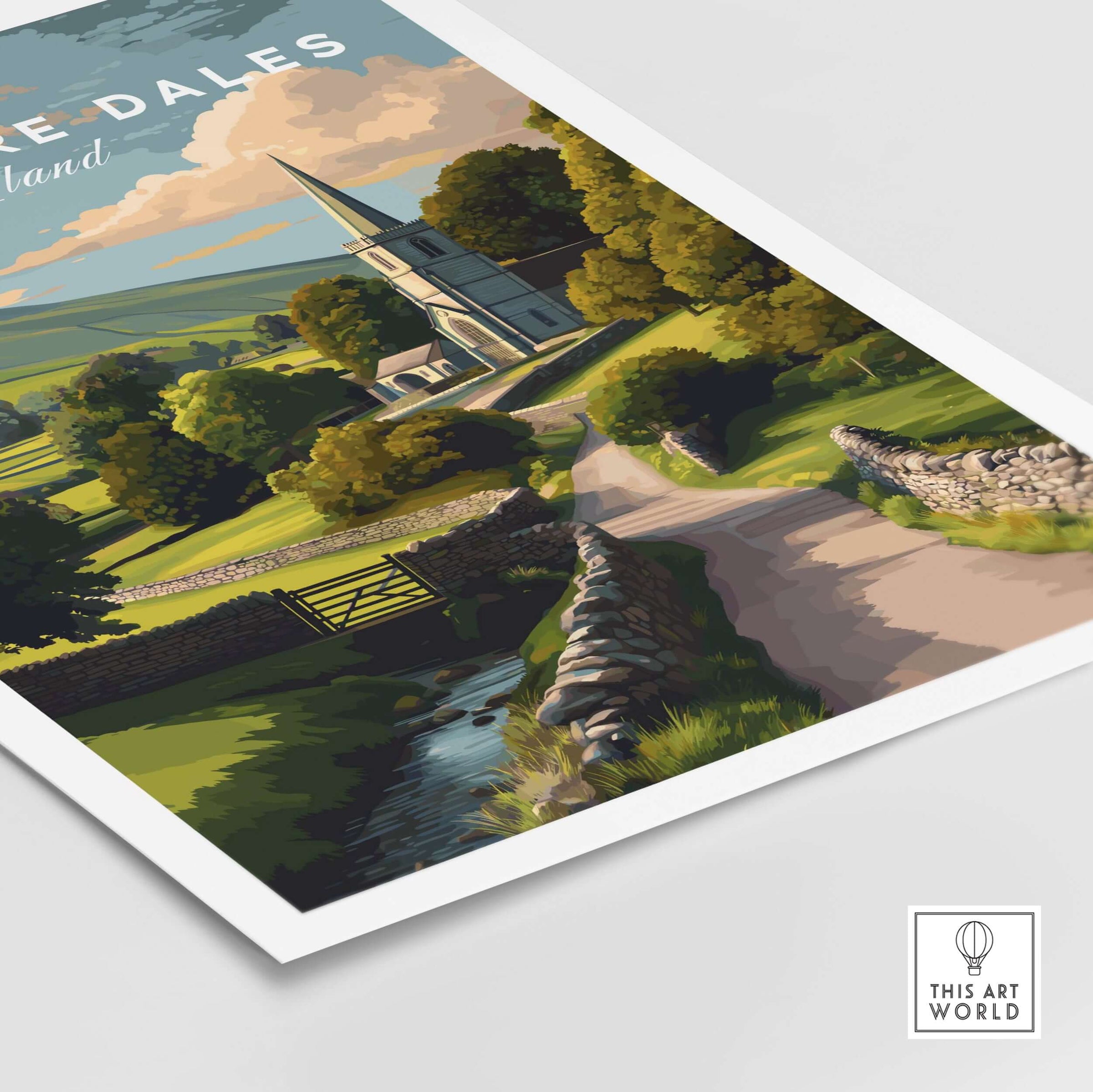 Derbyshire Dales Art Print -  English Village Print - Rural Church Art - Peak District Scenery Wall Art