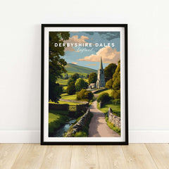 Derbyshire Dales Art Print - English Village Print - Rural Church Art - Peak District Scenery Wall Art