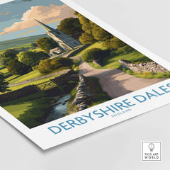 Derbyshire Dales Poster - English Countryside Art Print - Wall Decor showcasing lush landscapes and serene rural scenes.
