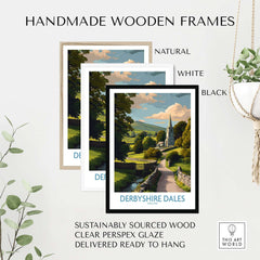 Derbyshire Dales Poster - English Countryside Art Print - Wall Decor displayed in handmade wooden frames.