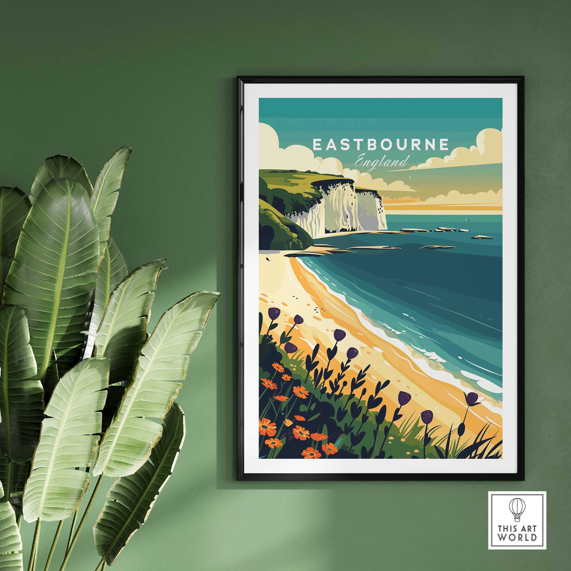 Eastbourne Wall Art featuring the beautiful coastline of Eastbourne, England, perfect for coastal home decor.