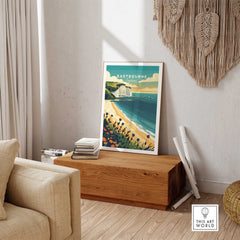 Eastbourne Wall Art showcasing the beautiful Eastbourne coastline in a cozy living room setting.