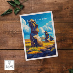 Easter Island Wall Art showcasing Moai statues and vibrant scenery, bringing cultural heritage to your home decor.