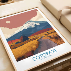 Ecuador Volcano Cotopaxi Travel Poster Road Landscape Print National Park Wall Art