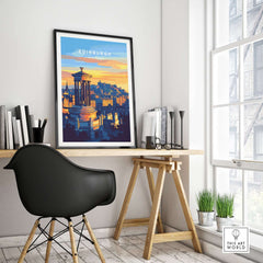 Edinburgh Travel Print displayed in a contemporary workspace, showcasing the beauty of Edinburgh.