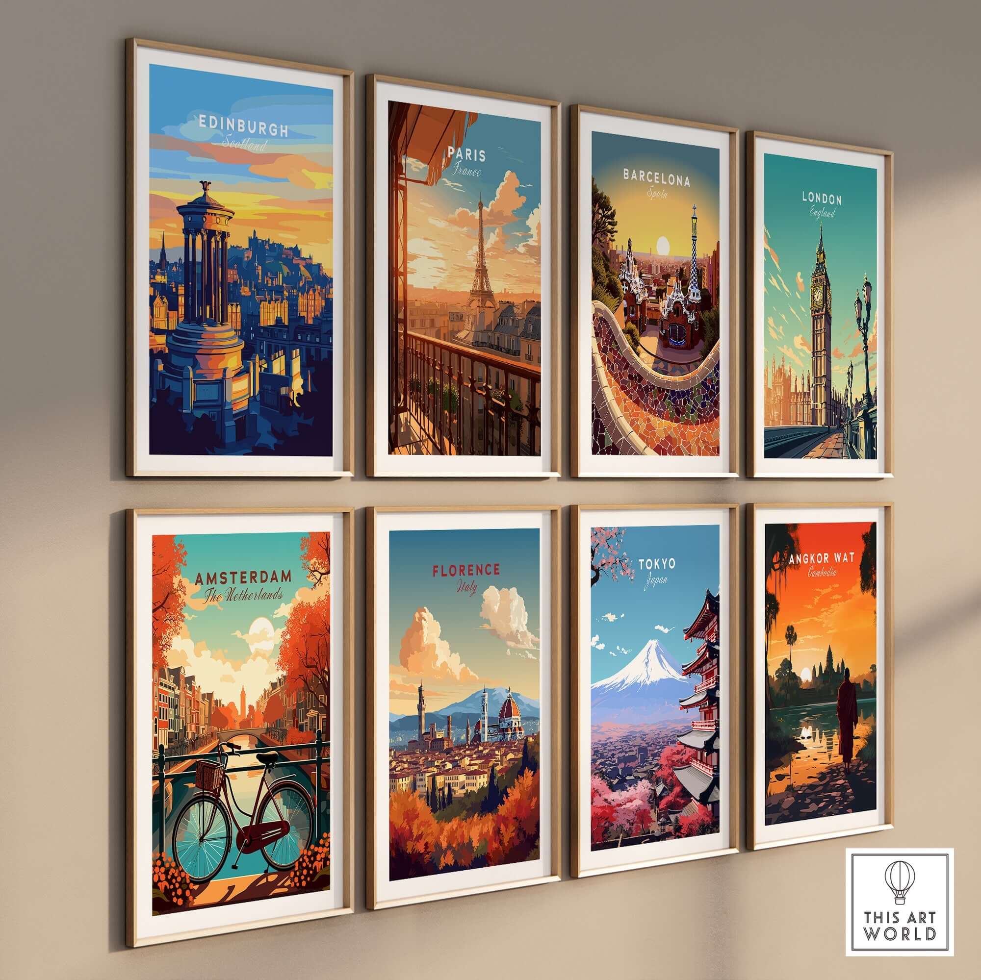 Edinburgh Travel Print showcasing Edinburgh in a vibrant wall art collection featuring global destinations.