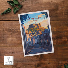 Edinburgh Wall Art showcasing a scenic view of Edinburgh's castle and streets, perfect for adding charm to your space.