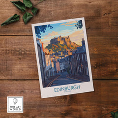 Edinburgh Wall Art Print featuring the iconic Edinburgh castle and charming streets of Scotland.