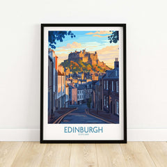 Edinburgh Wall Art Print featuring the iconic Edinburgh castle in a stylish framed design.