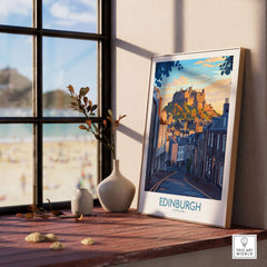 Edinburgh Wall Art Print featuring Edinburgh castle, adding elegance and nostalgia to your home decor.