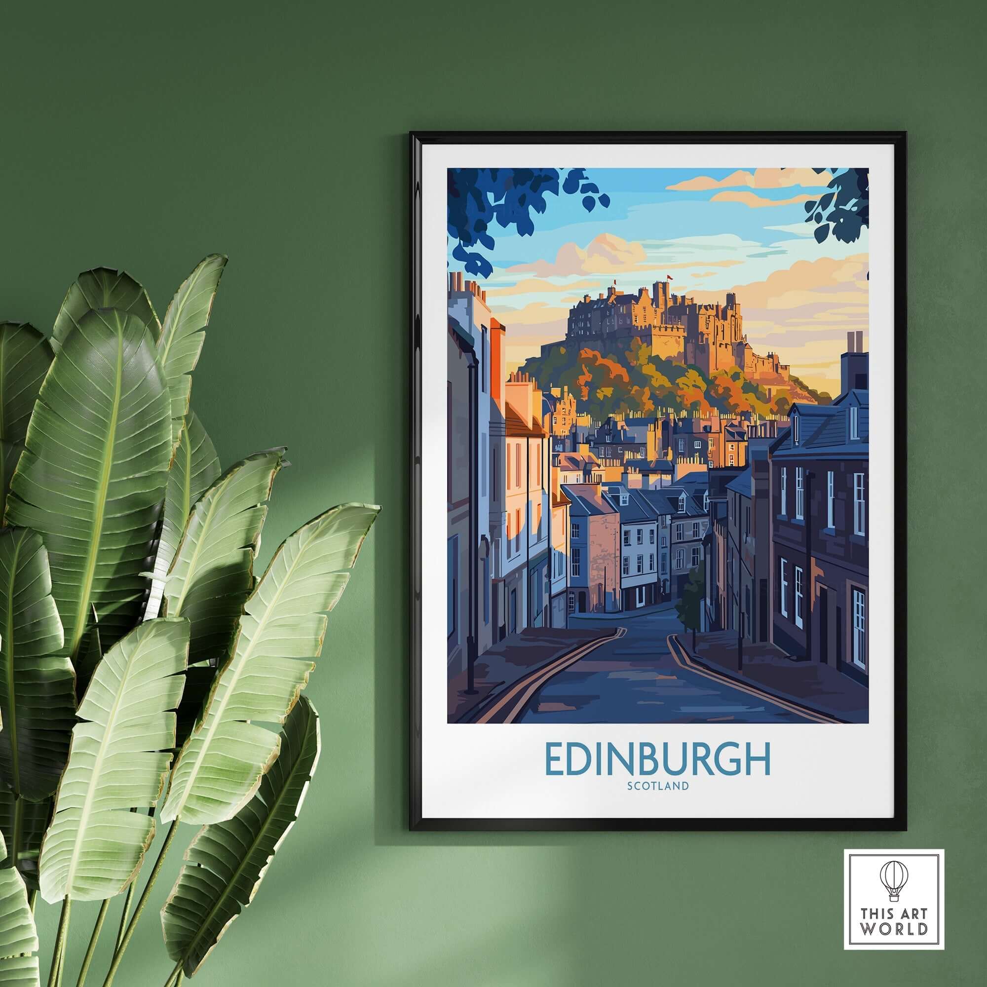 Edinburgh Wall Art Print featuring Edinburgh castle, perfect for adding elegance to home decor.