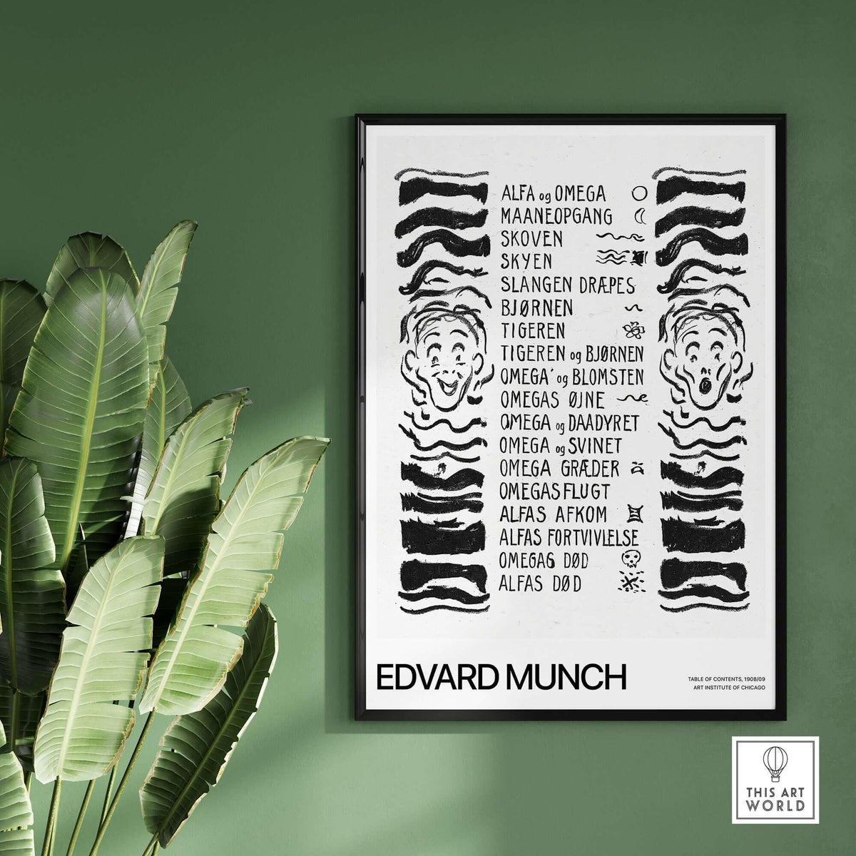 Edvard Munch Art Print - Table of Contents Alpha Omega Series Print Art Institute of Chicago Poster featuring graphic motifs.
