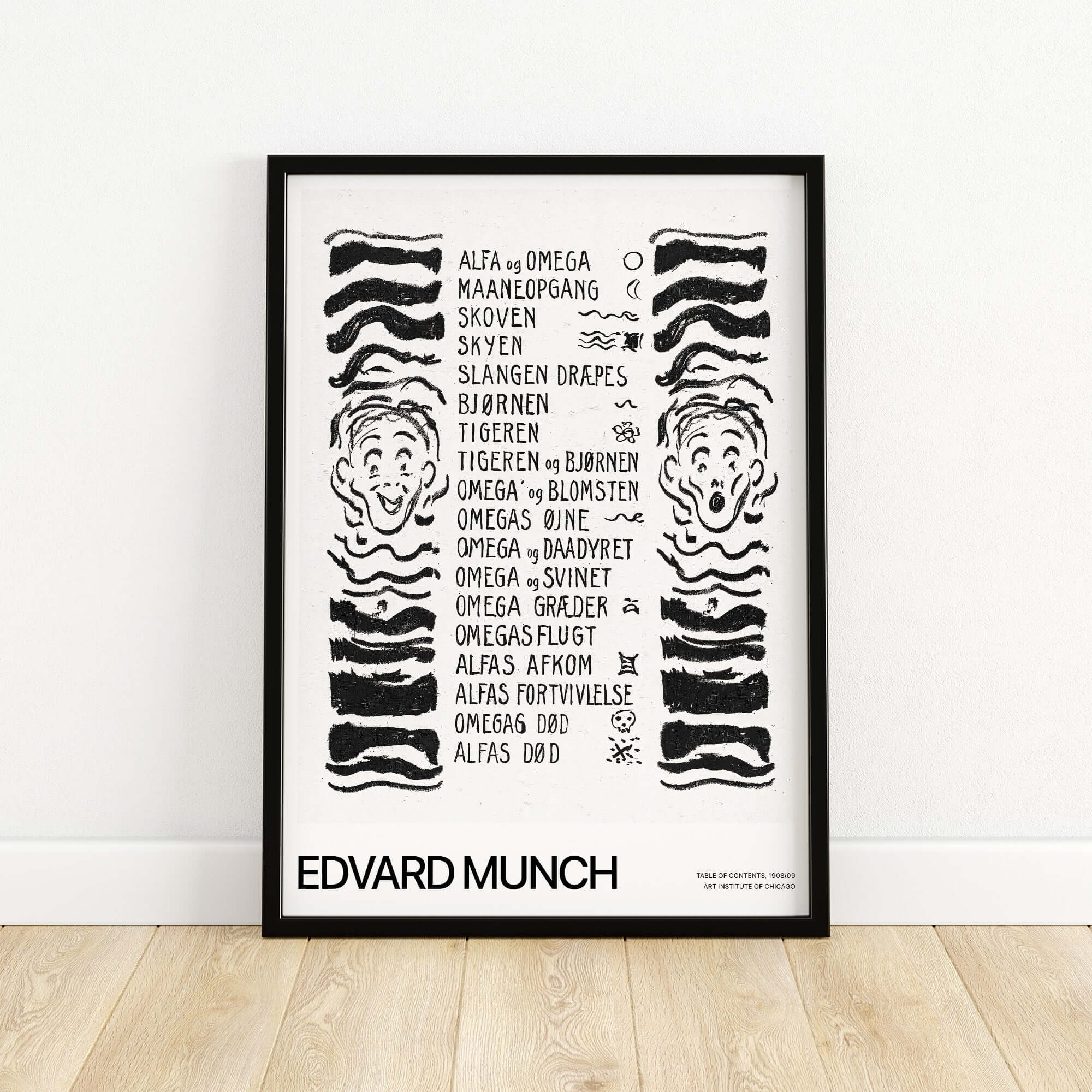 Edvard Munch Art Print - Table of Contents Alpha Omega Series Print Art Institute of Chicago Poster showcasing unique graphic artistry.