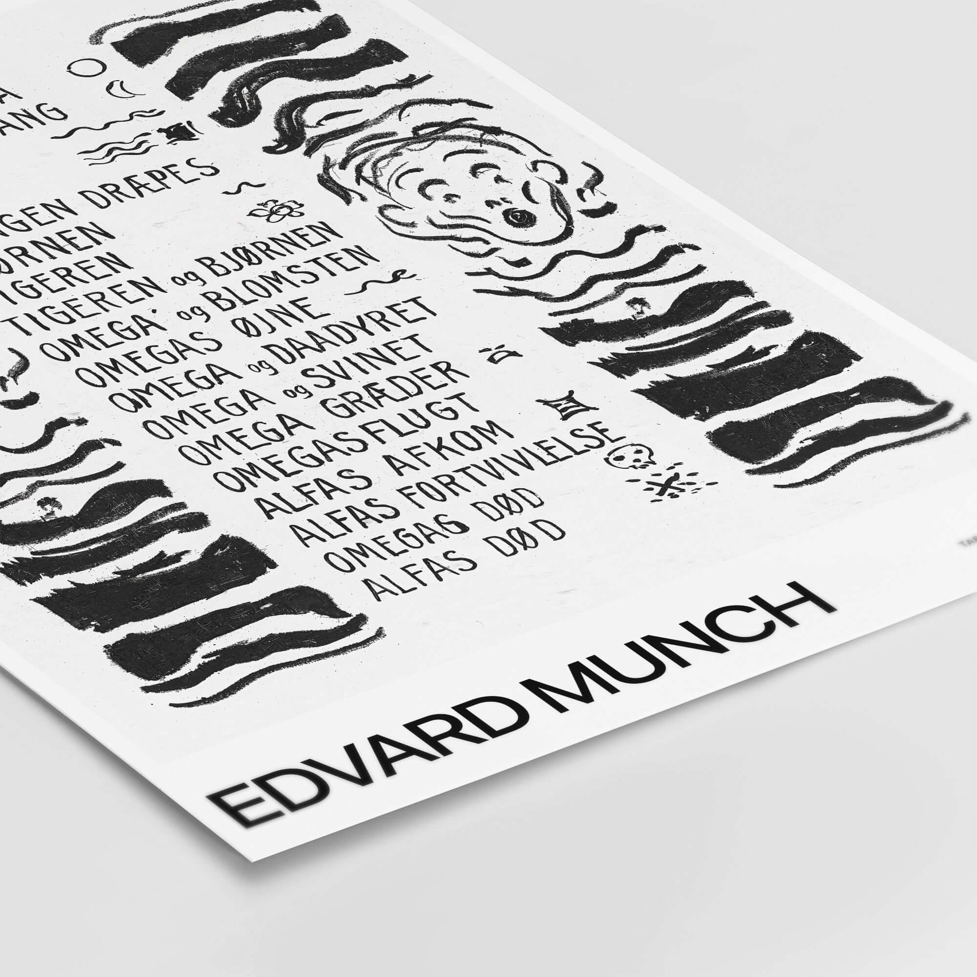 Edvard Munch Art Print - Table of Contents Alpha Omega Series Print Art Institute of Chicago Poster showcasing black and white design.