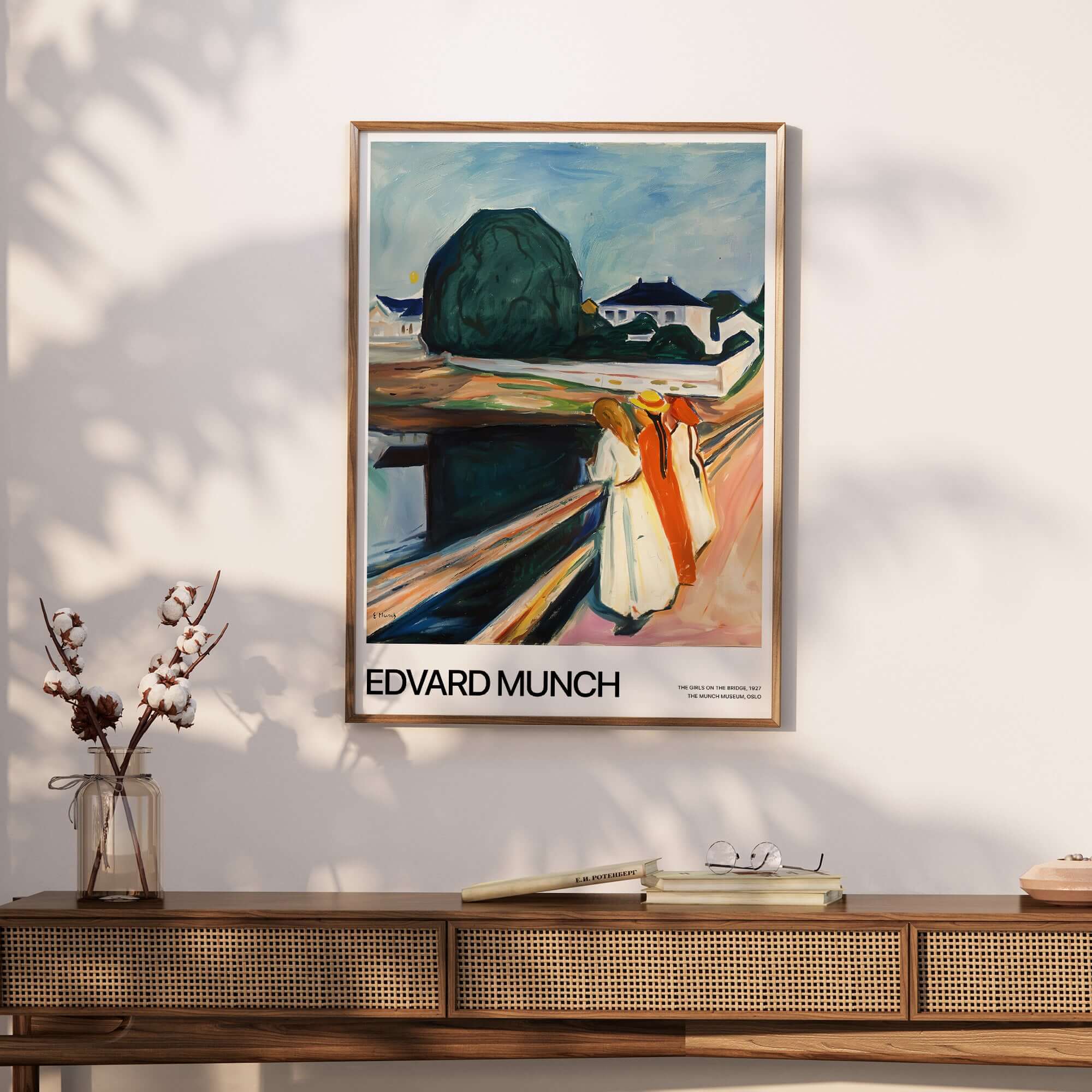 Edvard Munch Art Print - The Girls on the Bridge 1927 Painting - Museum Poster displayed in a stylish interior.