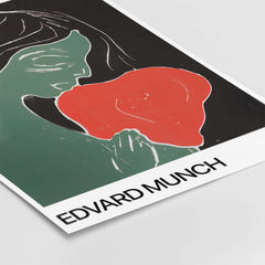 Edvard Munch Art Print - Edvard Munch Two Heart c1899 Woodcut - Symbolist Love Poster featuring a green figure and red heart.