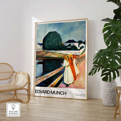 Edvard Munch Art Print - The Girls on the Bridge 1927 Painting - Museum Poster displayed in modern interior