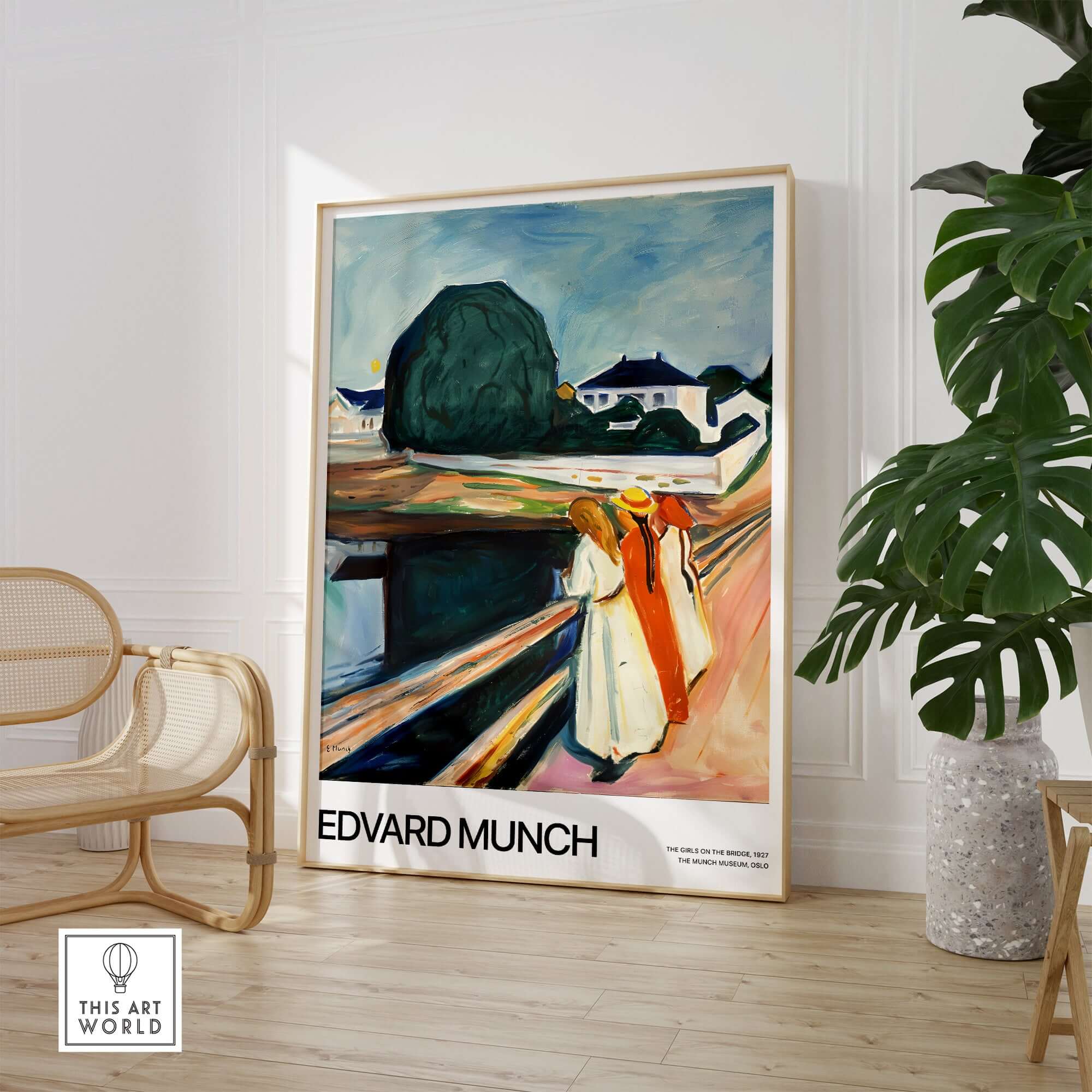 Edvard Munch Art Print - The Girls on the Bridge 1927 Painting - Museum Poster displayed in modern interior