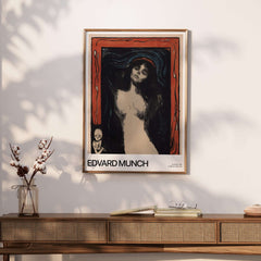 Edvard Munch Art Print - Madonna 1895 Color Lithograph Symbolist Poster displayed on a stylish wall.