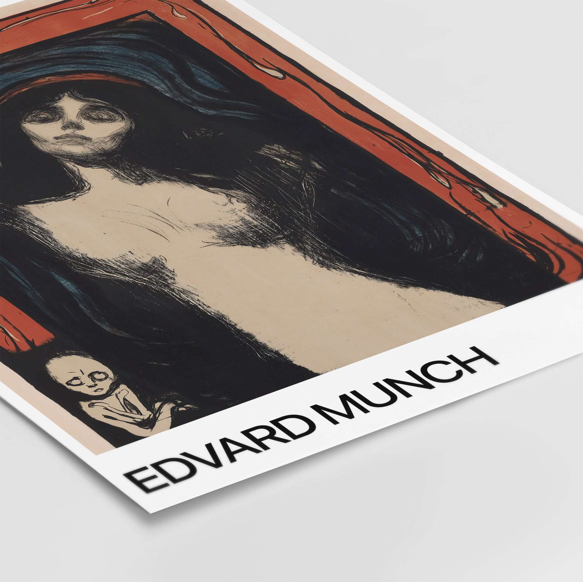 Edvard Munch Art Print - Madonna 1895 Color Lithograph Symbolist Poster featuring a woman and a child.