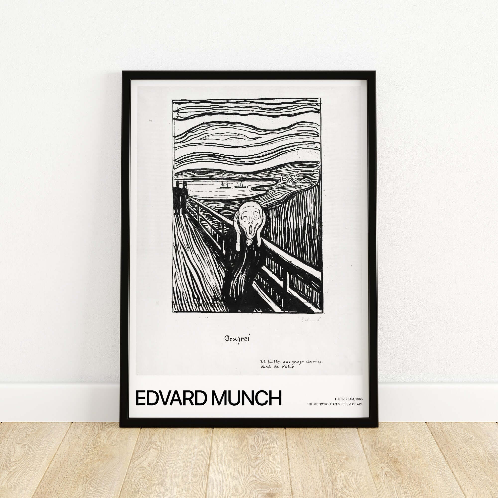 Edvard Munch The Scream 1895 Lithograph Art Print Expressionist Poster framed on wall