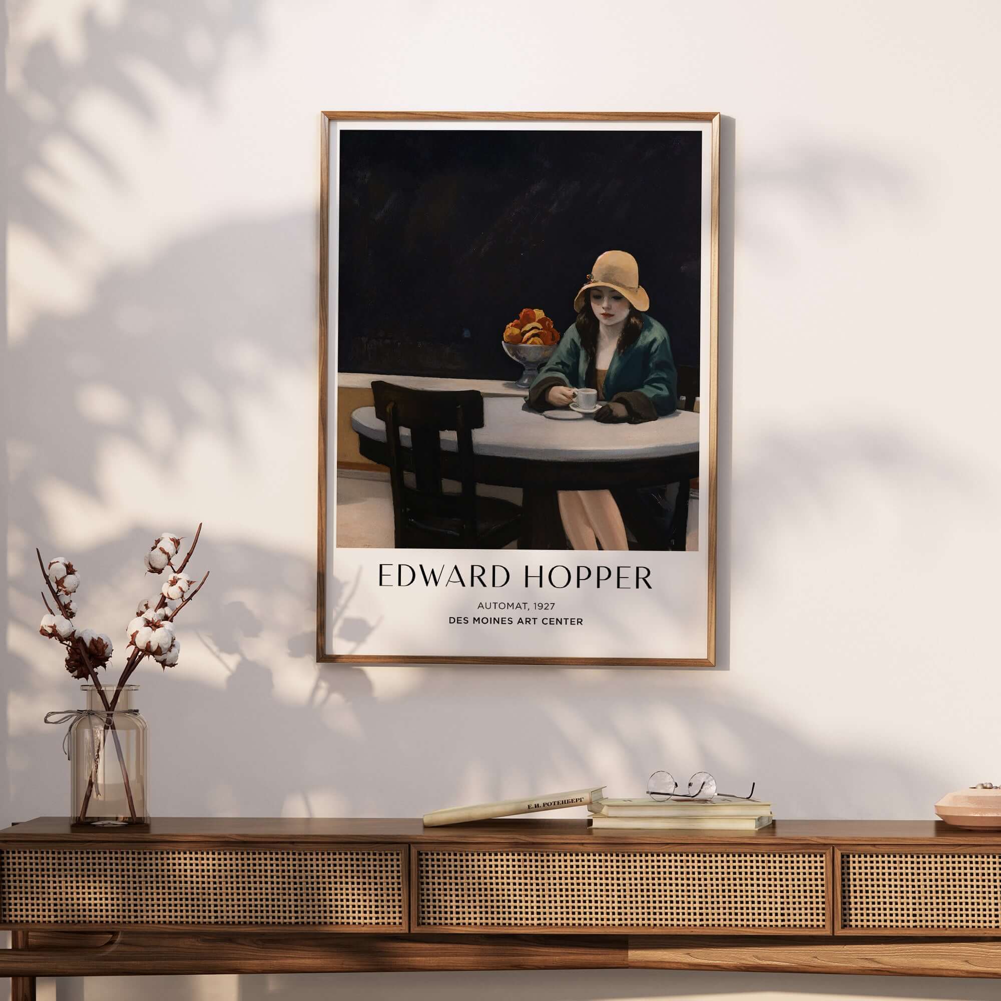 Edward Hopper Automat 1927 Des Moines Art Center Poster Print featuring a woman alone with coffee.