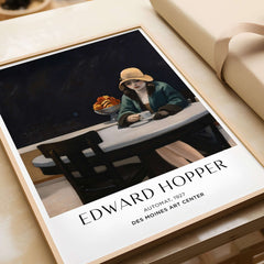 Edward Hopper Automat 1927 Des Moines Art Center Poster Print featuring a woman at a table with coffee.