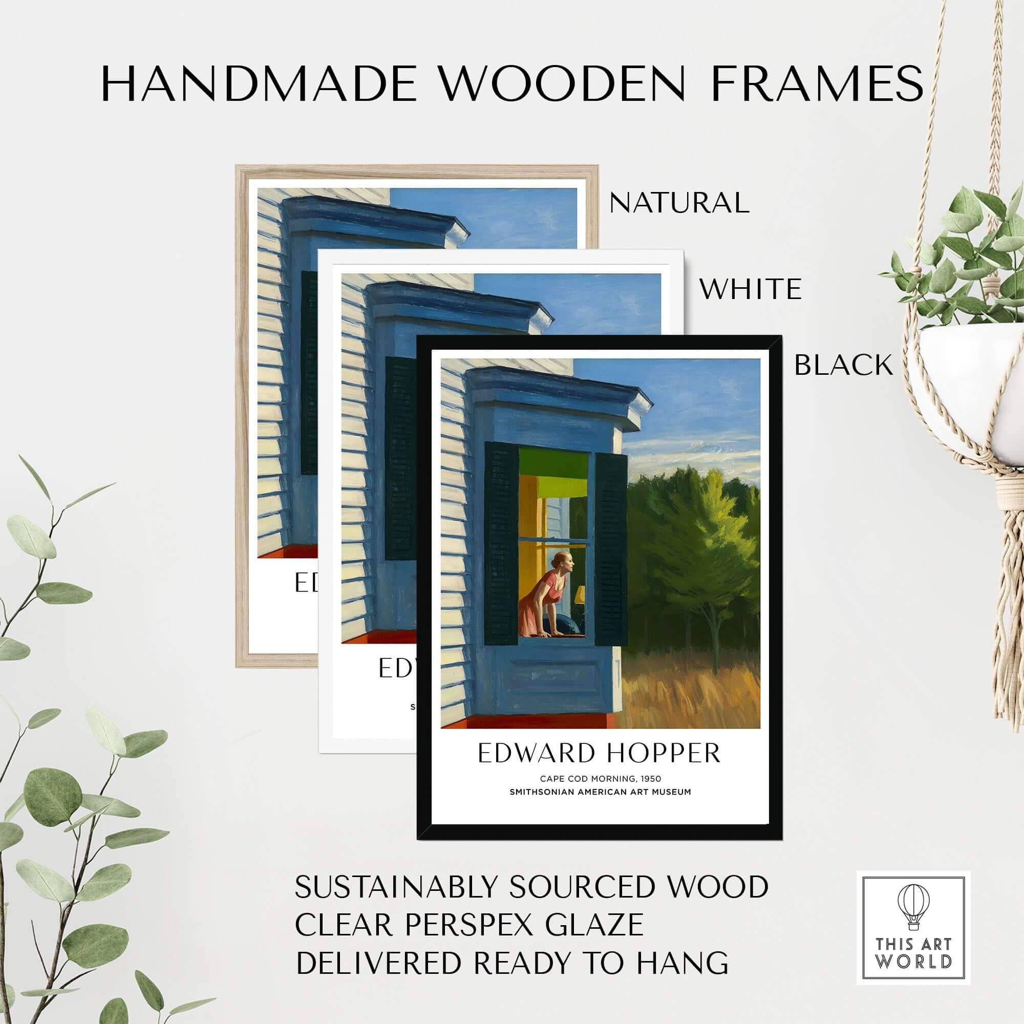 Edward Hopper Cape Cod Morning 1950 Art Print Poster - American Realism with handmade wooden frames.