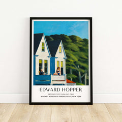 Edward Hopper Second Story Sunlight 1960 Art Print - Whitney Museum framed art reproduction on display.
