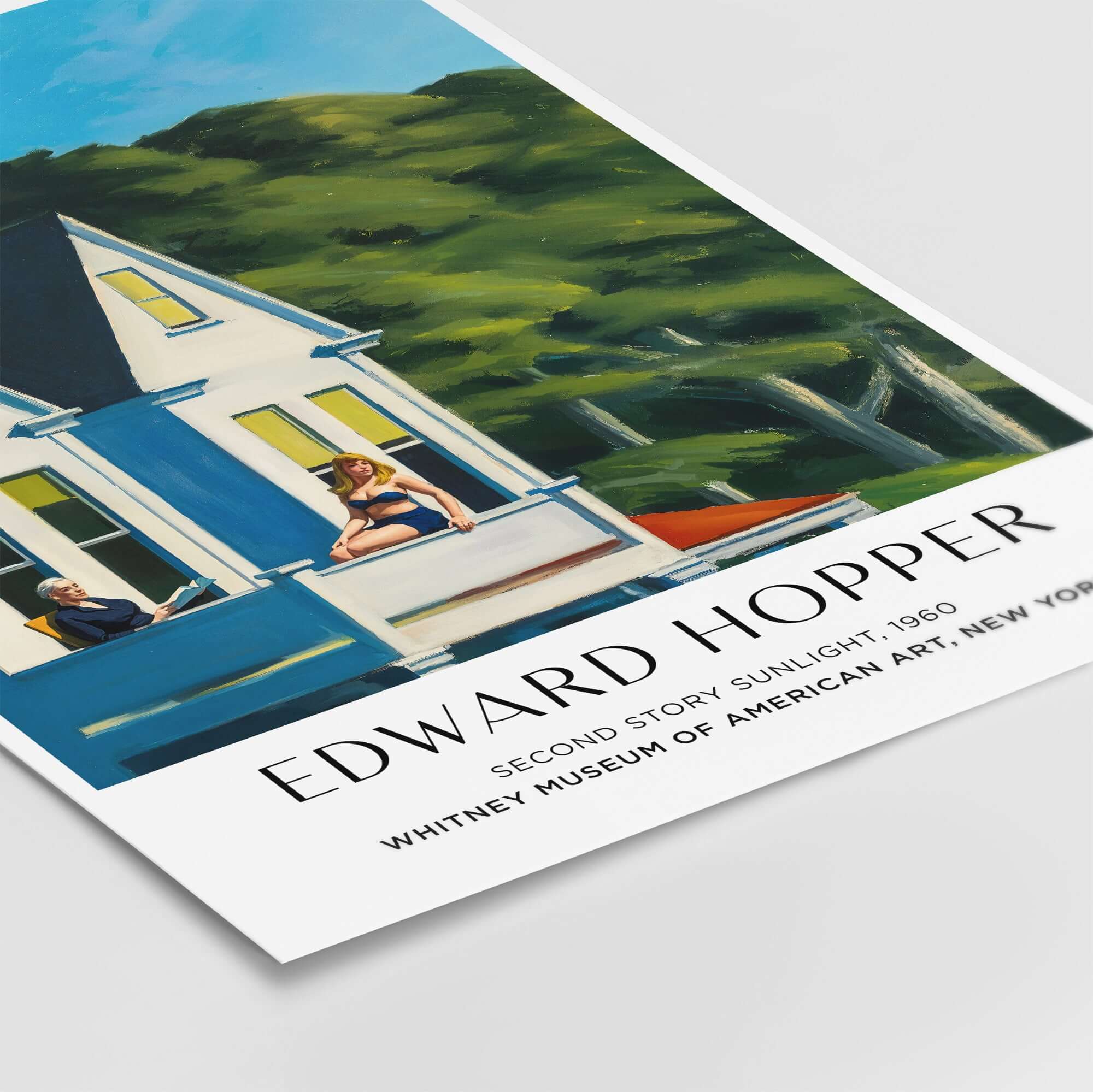 Edward Hopper Second Story Sunlight 1960 Art Print - Whitney Museum showcasing figures on a balcony with vibrant colors.