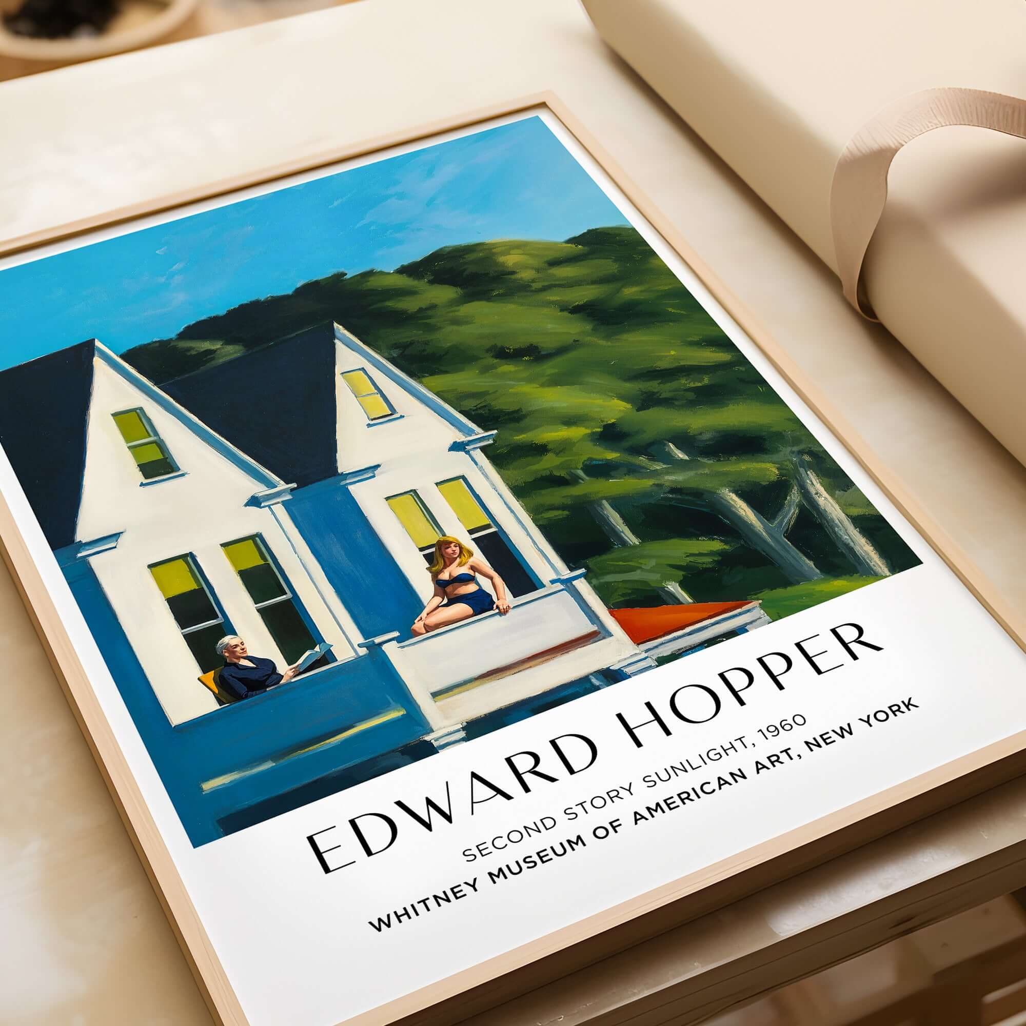 Edward Hopper Second Story Sunlight 1960 Art Print - Whitney Museum displayed in a stylish frame.