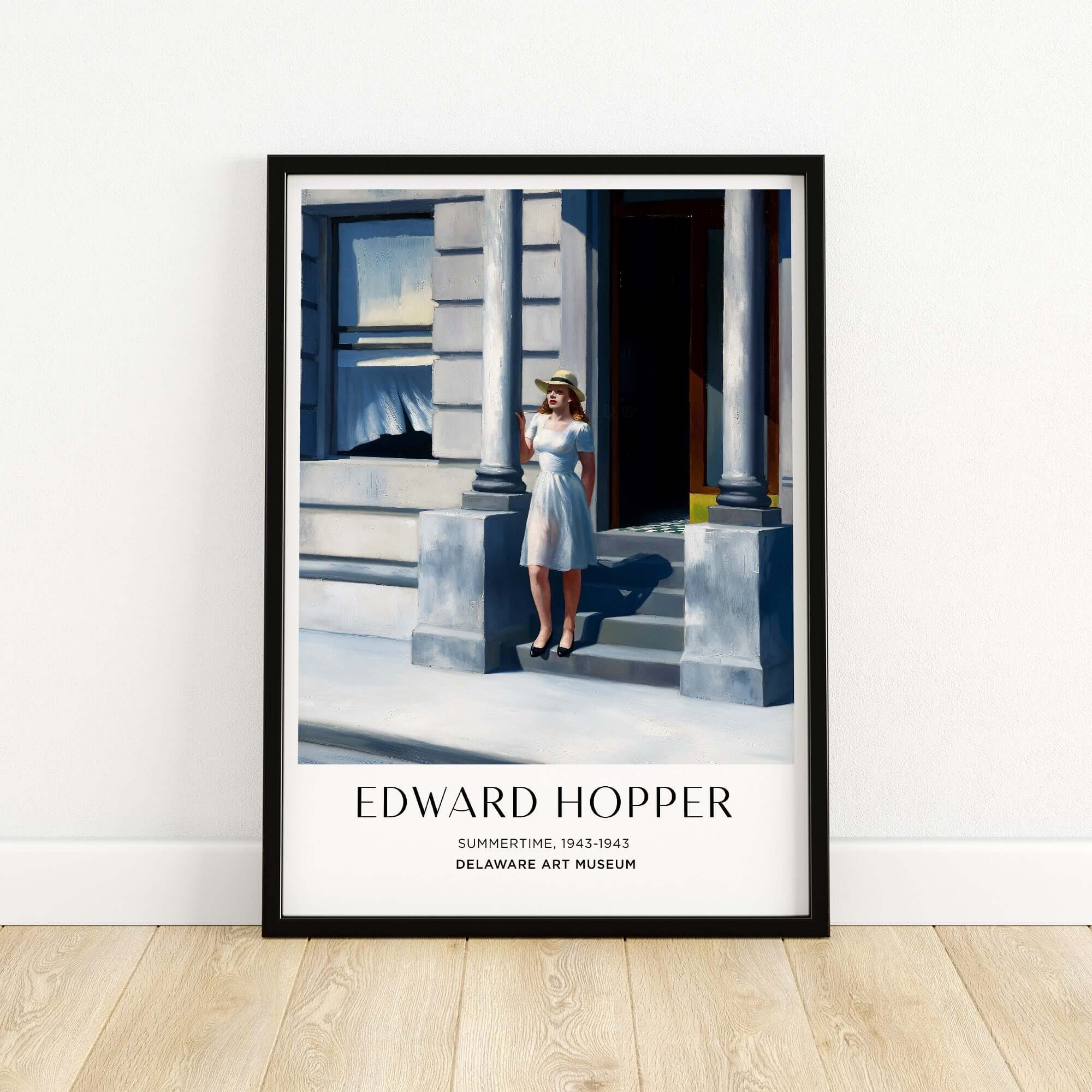 Edward Hopper Summertime 1943 Delaware Art Museum Art Print featuring a woman on city steps bathed in sunlight.