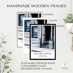Handmade wooden frames for Edward Hopper Summertime 1943 Delaware Art Museum Art Print in natural, white, and black.