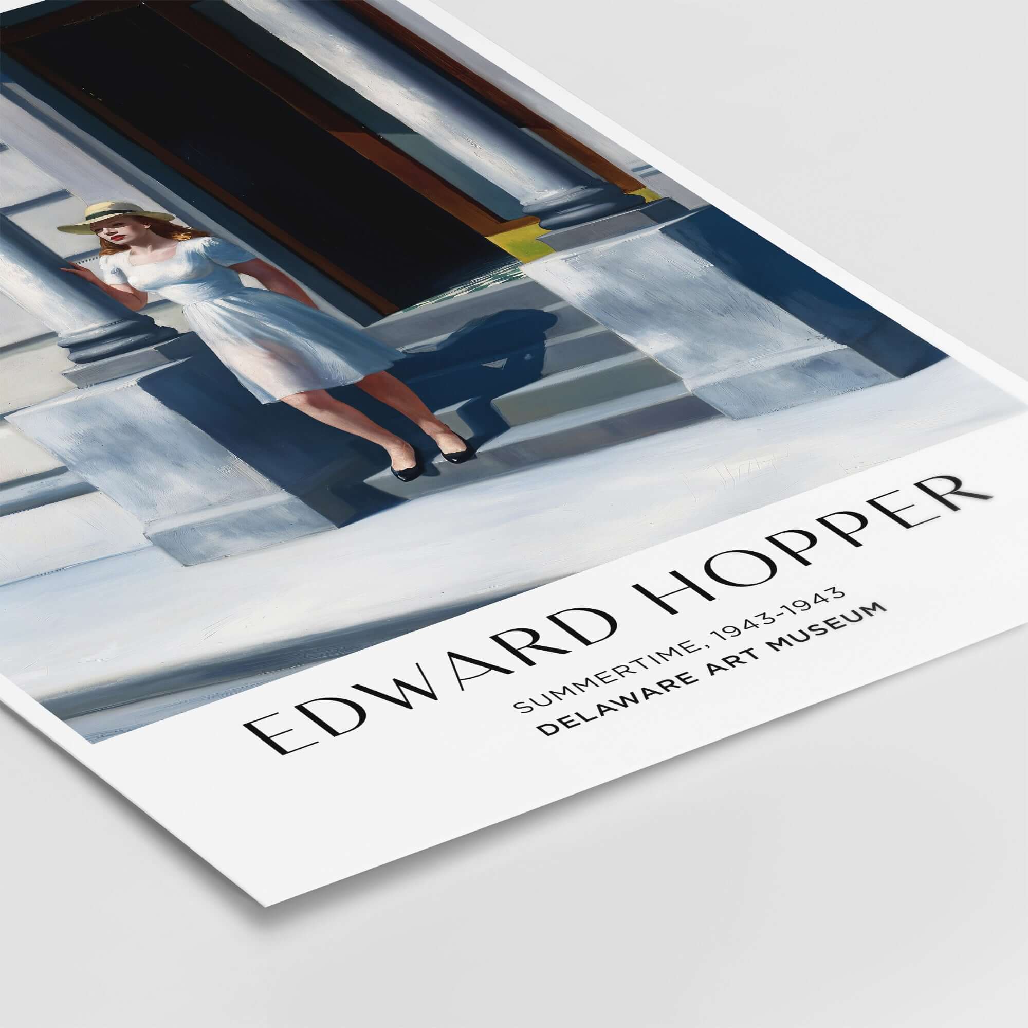 Edward Hopper Summertime 1943 Delaware Art Museum Art Print featuring a woman in sunlight on steps