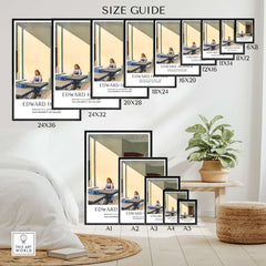 Size guide for Edward Hopper Sunlight in a Cafeteria 1958 Yale Art Gallery Print in various dimensions.