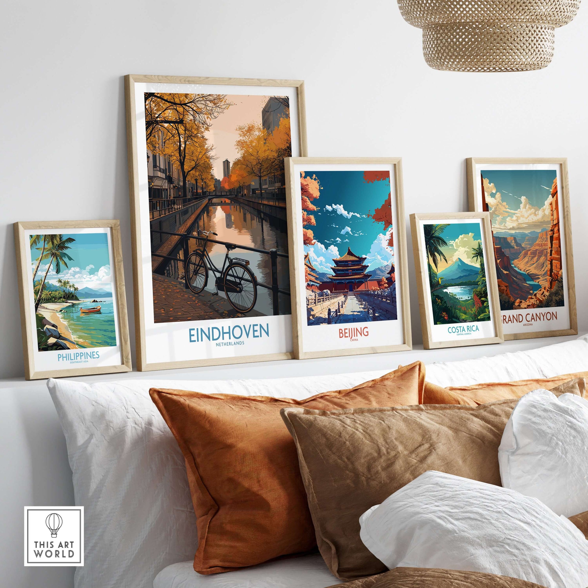 Eindhoven Netherlands Art Print | Autumn Cityscape Poster displayed among other travel art prints.