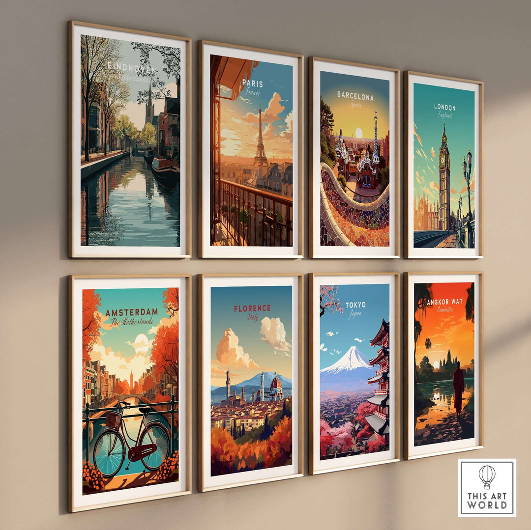 Eindhoven Print | Dutch City Wall Decor showcasing vibrant city prints on a modern gallery wall.