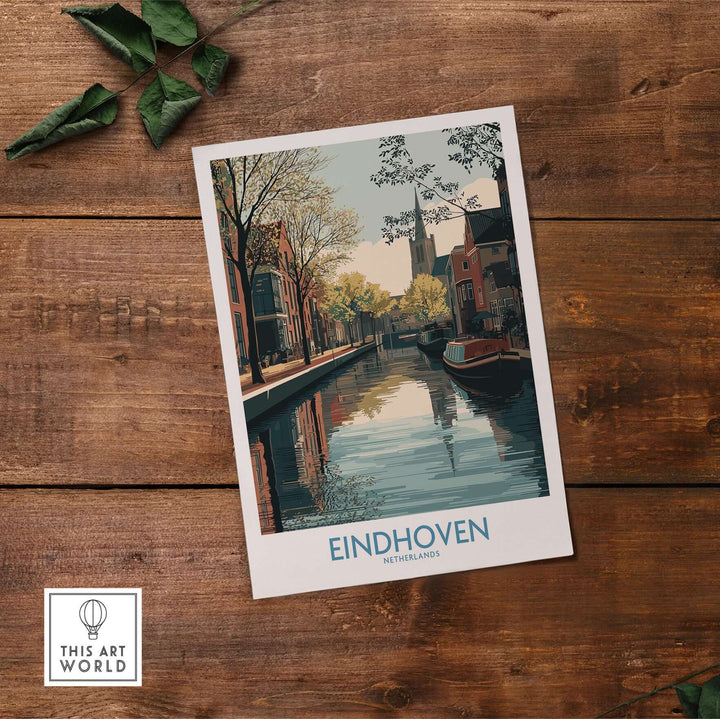 Eindhoven Poster Netherlands Canal Art Print | Historic City Poster showcasing picturesque canals and architecture.